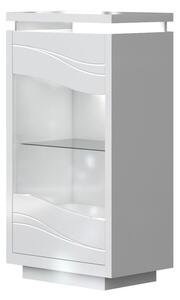 Vitrines szekrény 3 polccal, LED világítással, fehér - SALENTO