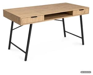 AKORD Furniture Factory Arden Ipari Számítógépasztal Tölgy Artisan Fekete Lábakkal 2 Fiókkal