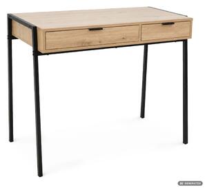 AKORD Furniture Factory Zentia Ipari Számítógépasztal Artisan Tölgy 2 Fiókkal Fekete Lábakkal