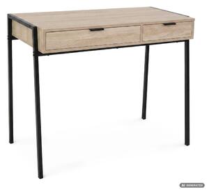 AKORD Furniture Factory Zentia Ipari Számítógépasztal Sonoma Tölgy 2 Fiókkal Fekete Lábakkal