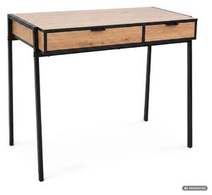 AKORD Furniture Factory ZENTIA Ipari Számítógépasztal Diófa Craft Fekete Lábakkal 2 Fiókkal