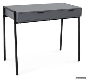 AKORD Furniture Factory Zentia Ipari Számítógépasztal Forgácslap Grafit 2 Fiókkal Fekete Lábakkal