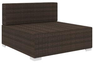 VidaXL 1 db barna polyrattan moduláris középső kanapé párnákkal