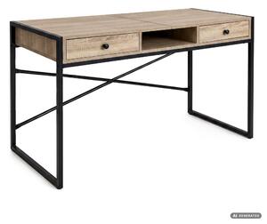 AKORD Furniture Factory ELONIS Ipari Számítógépasztal Sonoma Tölgy-Fekete 2 Fiókkal és 1 Polccal
