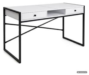 AKORD Furniture Factory Elonis Ipari Számítógépasztal Fehér-Fekete 123 cm 2 Fiókkal és 1 Polccal