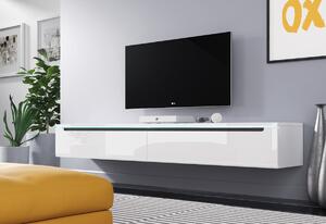 MENDES DES I 180 TV asztal, 180x24x33, fehér/fehér magasfényű, LED nélkül
