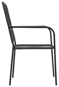 VidaXL 4 db fekete pamut kötél és acél kerti szék
