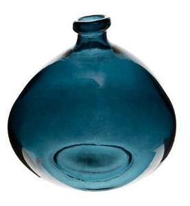 Kerek üveg váza, újrahasznosított üvegből, 23 cm, kék - BULLE DE SAVON