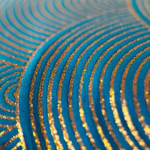 Glitteres mintás díszpárna, rojtokkal, 40x40 cm, kék - ART DECO