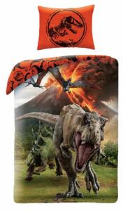 Jurassic Park pamut ágynemű, narancssárga, 140 x 200 cm, 70 x 90 cm
