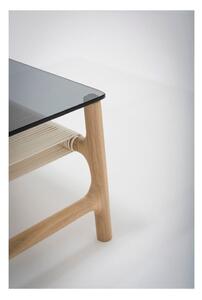 Fawn dohányzóasztal tömör tölgyfa szerkezettel és szürke asztallappal, 90 x 90 cm - Gazzda