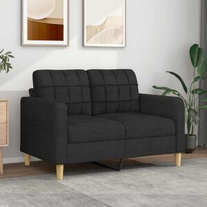 Kétszemélyes fekete szövetkanapé 120 cm
