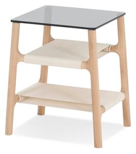 Fawn kisasztal tömör tölgyfa szerkezettel és szürke asztallappal - Gazzda