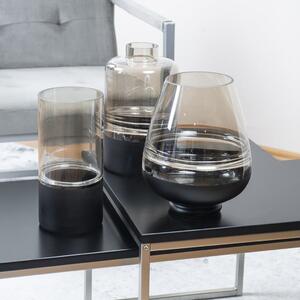 Üveg váza, csepp alakú, talpán fekete, füstszínű - HORTENSE