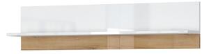 Magasfényű falipolc, 140 cm, fehér-diófa - PACIFIC