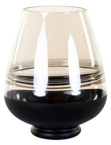 Üveg váza, csepp alakú, talpán fekete, füstszínű - HORTENSE