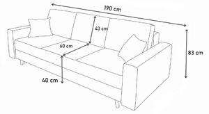 ZIRANA ágyazható kanapé, 190x83x82, sawana 21