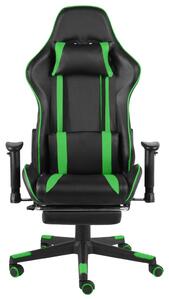 VidaXL zöld PVC forgó gamer szék lábtartóval