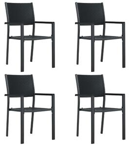 VidaXL 4 db fekete rattan hatású műanyag kerti szék