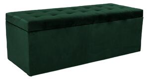 Ülőkés bársony tároló puff, 130 cm, sötétzöld - MADISON