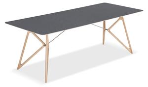 Tink tömör tölgyfa étkezőasztal fekete asztallappal, 220 x 90 cm - Gazzda