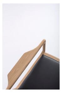 Dedo fotel tömör tölgyfa konstrukcióval, fekete bivalybőr ülőpárnával - Gazzda