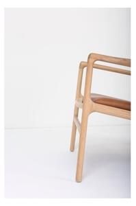 Dedo fotel tömör tölgyfa lábakkal, konyakbarna bivalybőr ülőpárnával - Gazzda