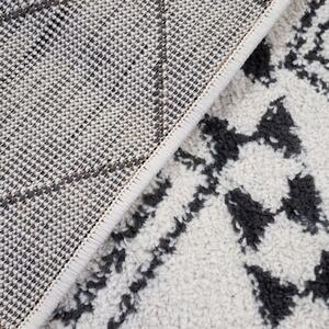 Rombusz mintás etno szőnyeg, 170x120 cm, fekete-fehér - AZTEQUE