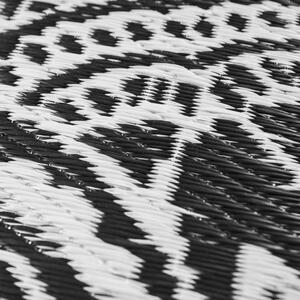 Kerek kültéri beltéri szőnyeg, 150 cm, etno mintás, fekete - DJERBA