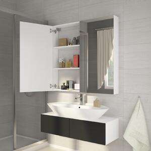 Falra szerelhető fürdőszoba szekrény Della 80 fehér + tükör. 780226