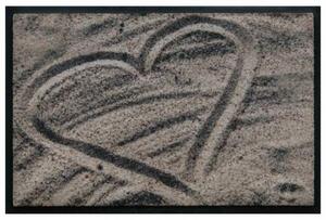 Szívmintás prémium lábtörlő – homokba rajzolt szív
