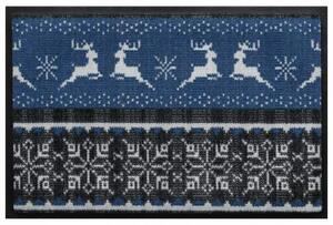 Ünnepi prémium lábtörlő – kék rénszarvasos pulóver