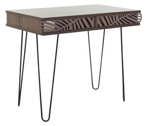 Íróasztal trópusi mintával, hajlított lábakkal, 75x51 cm, diófa - RIO