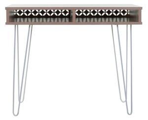 Íróasztal orientális mintával, hajlított lábakkal, 75x51 cm, tölgy - SAO PAULO
