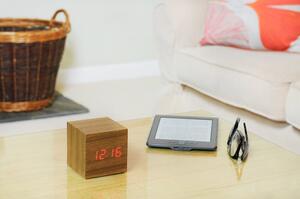 Cube Click Clock világosbarna ébresztőóra piros LED kijelzővel - Gingko