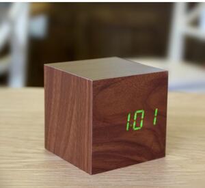 Cube Click Clock barna ébresztőóra zöld LED kijelzővel - Gingko