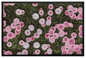 Virágok és levelek prémium lábtörlő – rózsaszín virágok