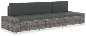 VidaXL 3 személyes szürke elemes polyrattan kanapé
