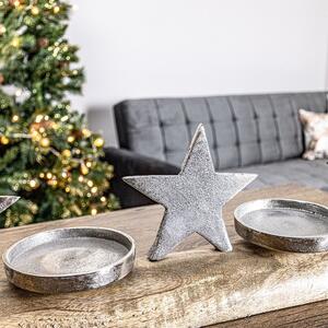 Karácsonyi fa mécsestartó dekoráció, csillagokkal, ezüst-fa - VOIE LACTEE