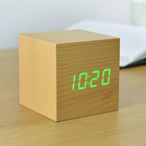 Cube Click Clock bézs ébresztőóra zöld LED kijelzővel - Gingko