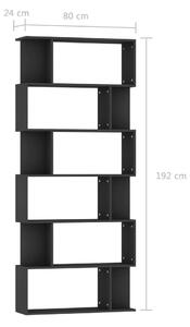 VidaXL fekete forgácslap könyvszekrény/térelválasztó 80 x 24 x 192 cm