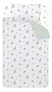 Fehér-zöld egyszemélyes pamut gyerek ágyneműhuzat 135x200 cm Mini Moo Cow – Bianca