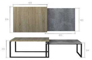 NEMO dohányzóasztal, 69x39x69, burgundi dió/beton