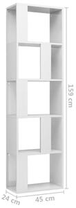 VidaXL magasfényű fehér könyvszekrény/térelválasztó 45 x 24 x 159 cm