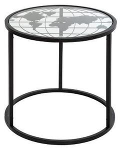 Asztalka szett, világtérkép mintázatú asztallappal, 2 db, fekete - TERRA