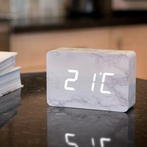 Brick Marble Click Clock szürke márványszínű ébresztőóra fehér LED kijelzővel - Gingko