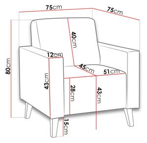DIVEDO kárpitozott fotel, 75x80x75 cm, moric 03