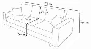 RUBIN 3 kárpitozott kanapé, 176x73,5x82 cm, sudan 2714