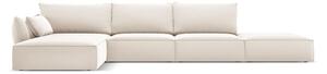 Bézs bársony sarokkanapé (bal oldali-heverő résszel) Vanda – Mazzini Sofas