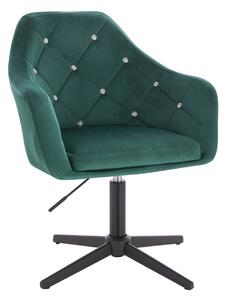 HR830CCROSS Sötétzöld modern velúr szék fekete lábbal